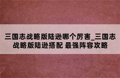 三国志战略版陆逊哪个厉害_三国志战略版陆逊搭配 最强阵容攻略